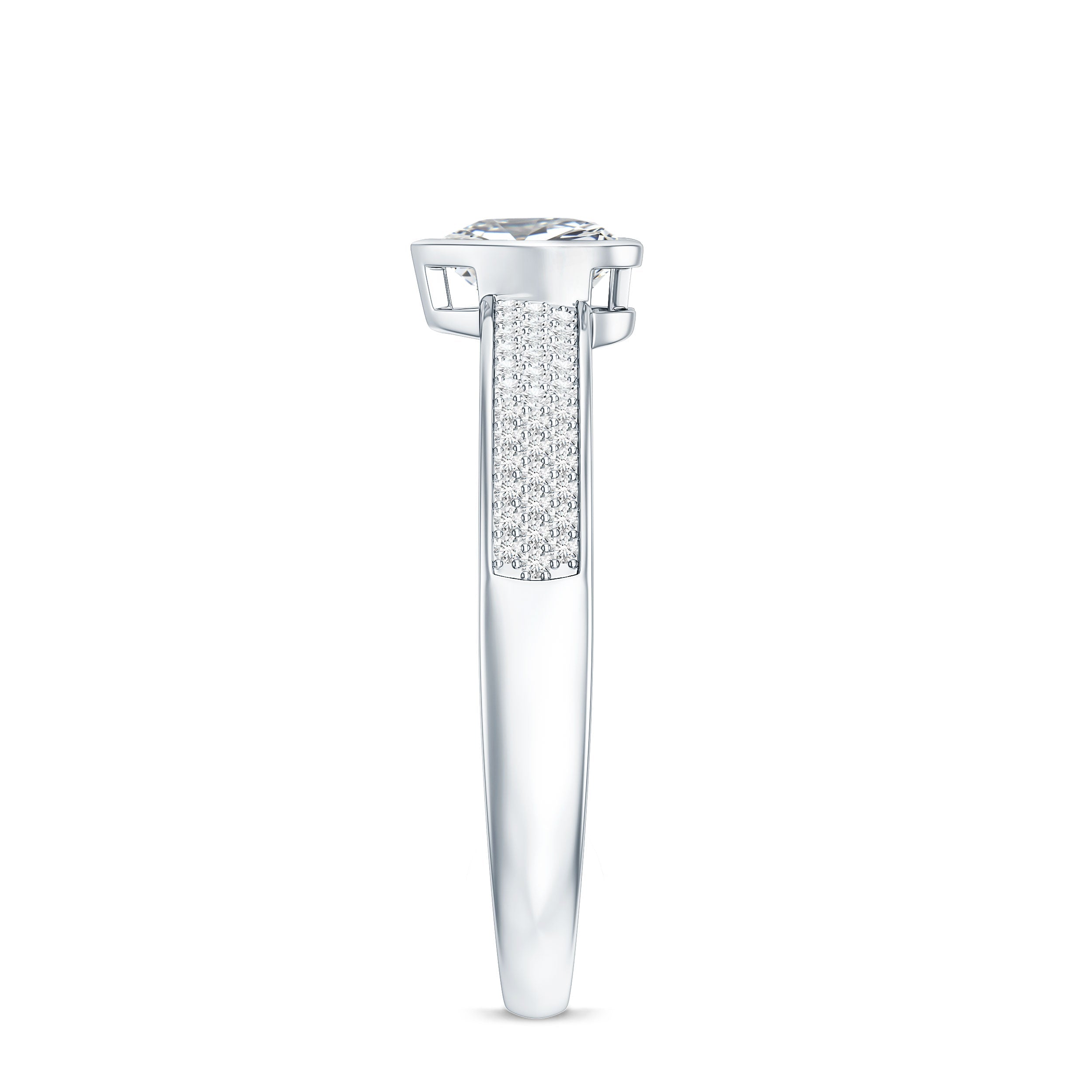 Heart Shape Lab Grown Diamond Solitaire Ring with Side Stones