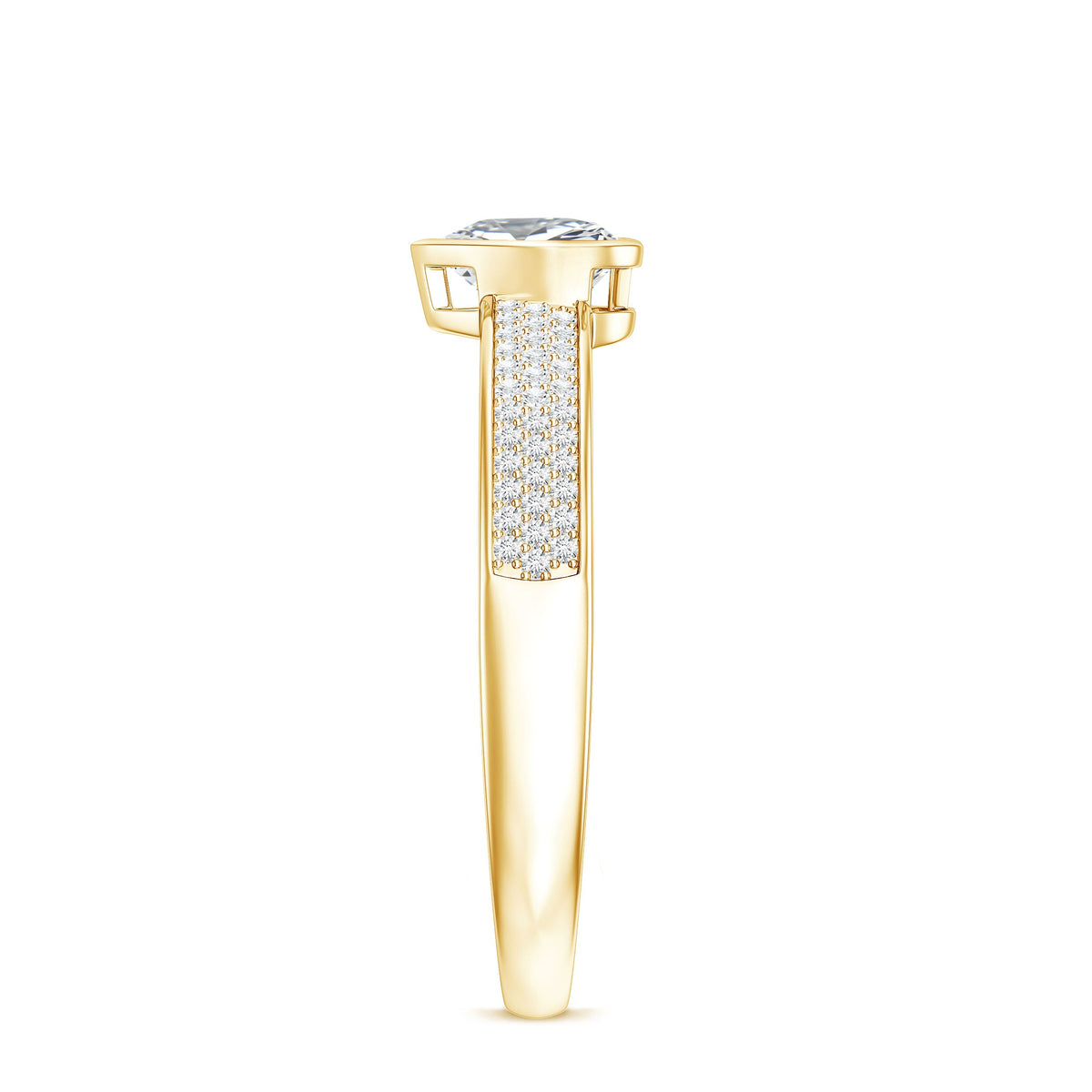 Heart Shape Lab Grown Diamond Solitaire Ring with Side Stones