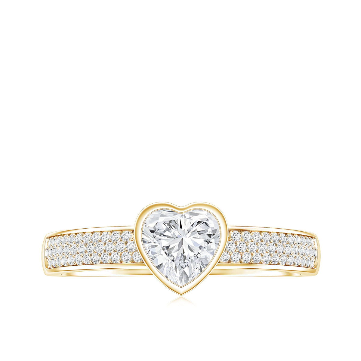 Heart Shape Lab Grown Diamond Solitaire Ring with Side Stones
