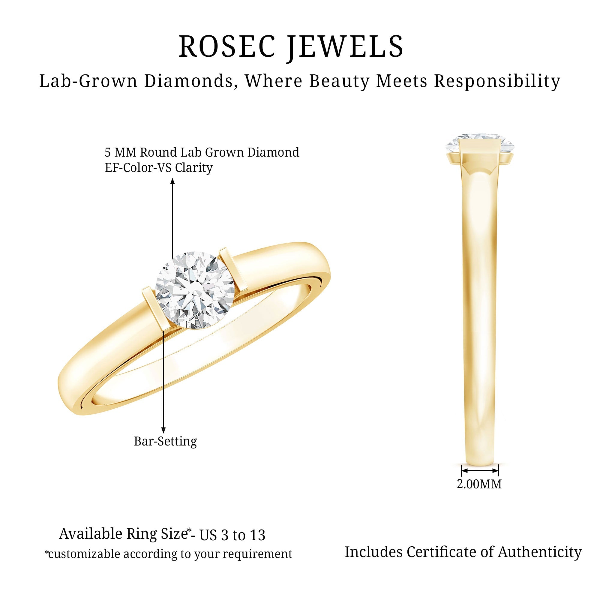 Minimal Lab Grown Diamond Solitaire Ring