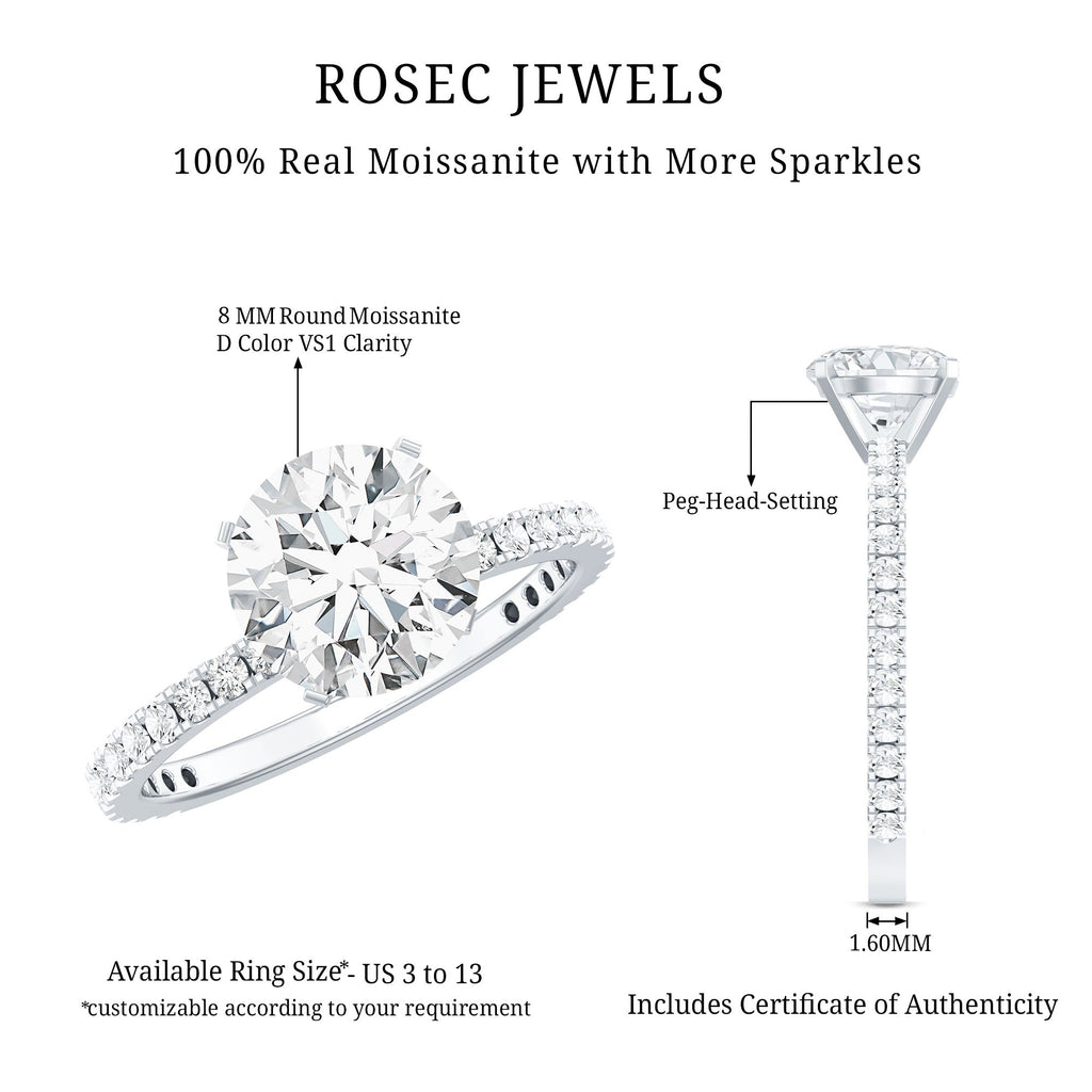 Peg Head Set Moissanite Solitaire Engagement Ring