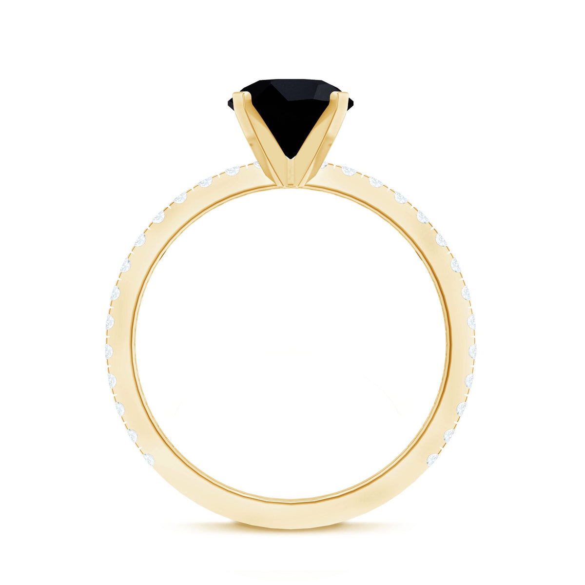 2 Carat Lab Grown Black Diamond Solitaire Engagement Ring with White Diamond
