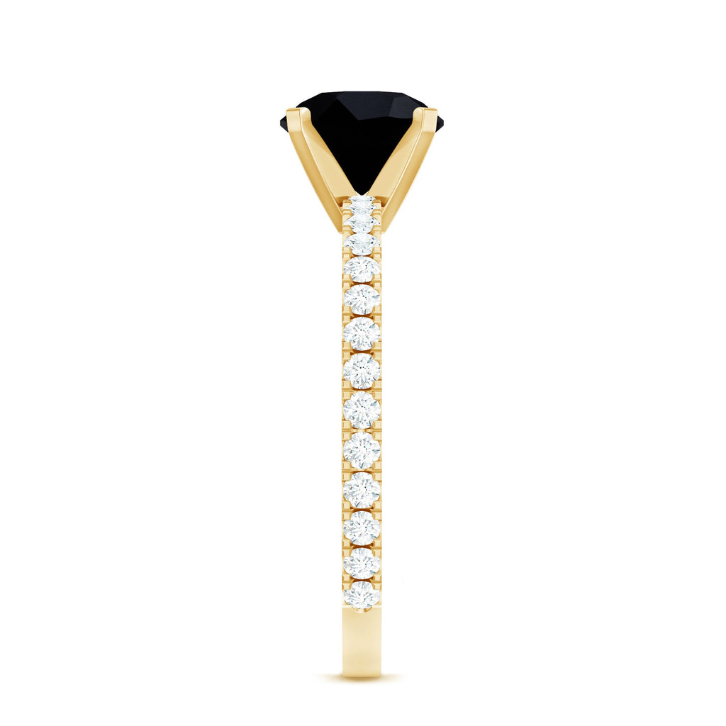 2 Carat Lab Grown Black Diamond Solitaire Engagement Ring with White Diamond
