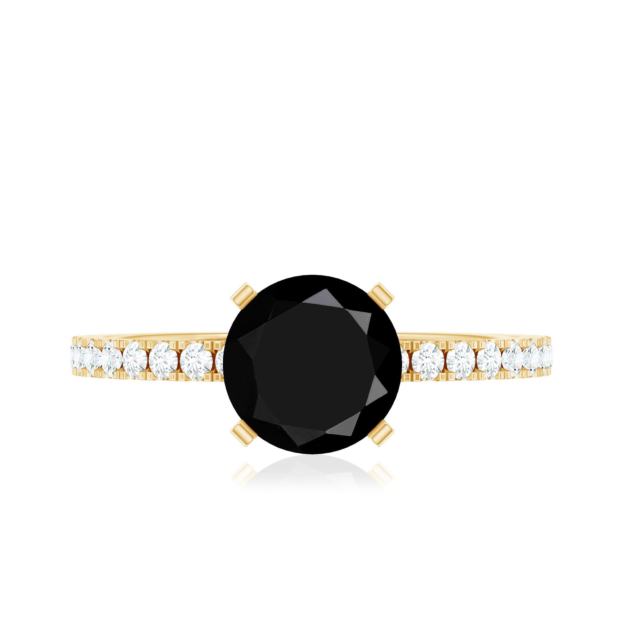 2 Carat Lab Grown Black Diamond Solitaire Engagement Ring with White Diamond