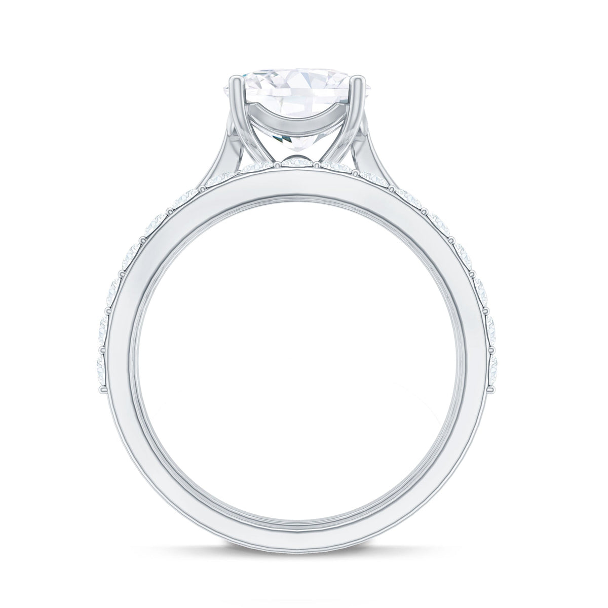 Cushion Cut Moissanite Solitaire Bridal Set with Certificate
