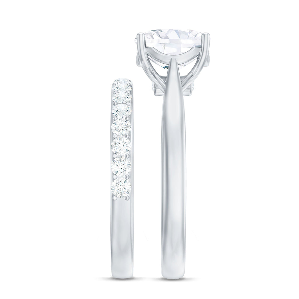 Cushion Cut Moissanite Solitaire Bridal Set with Certificate