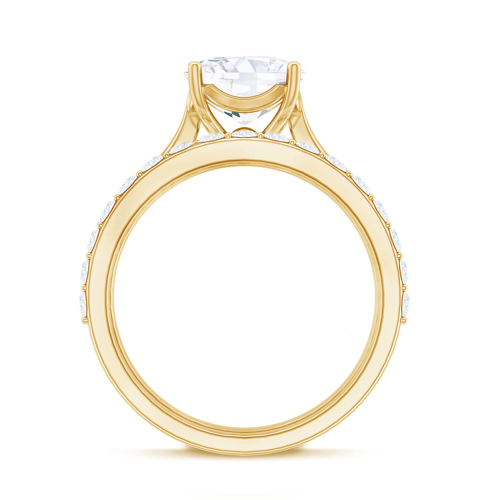 Cushion Cut Moissanite Solitaire Bridal Set with Certificate