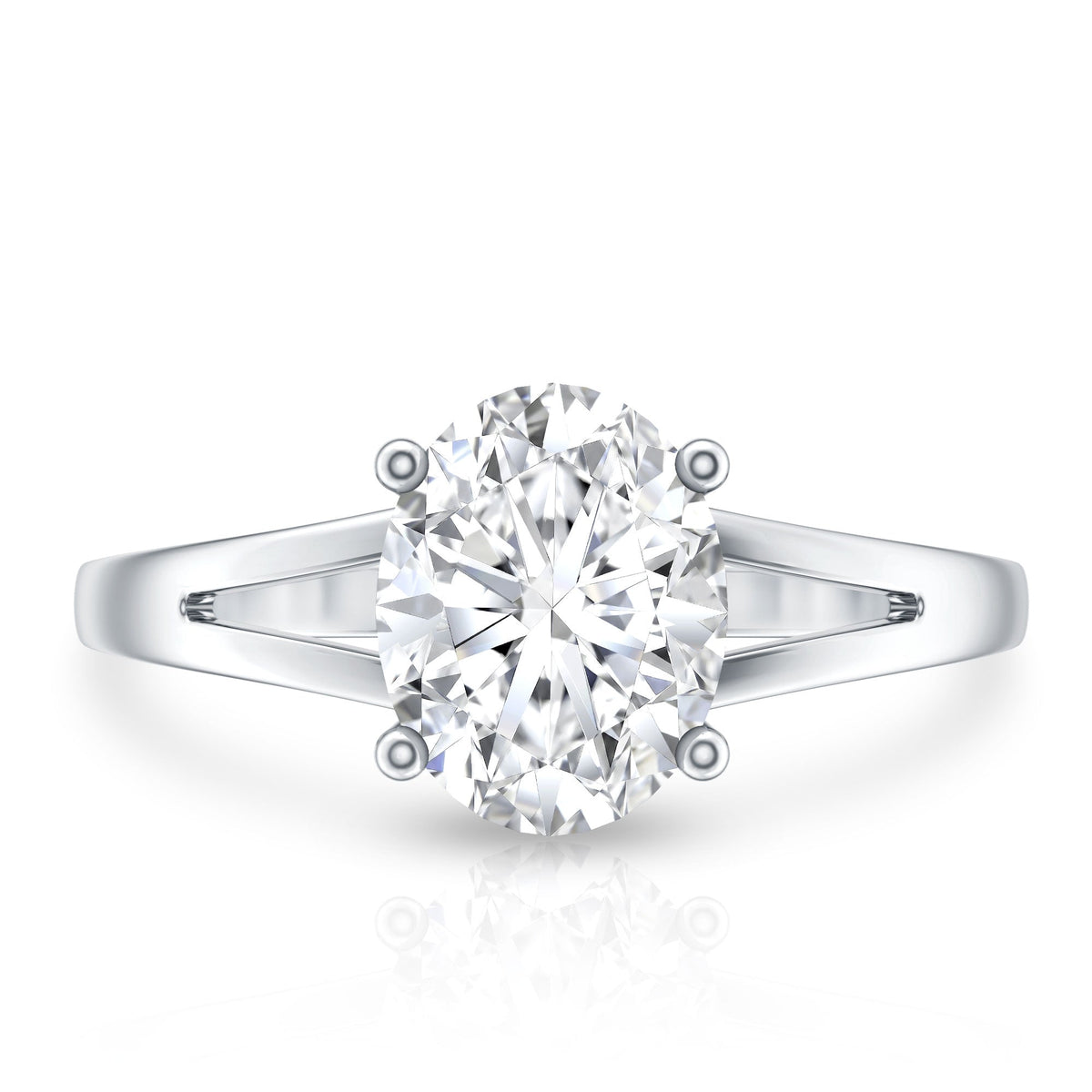 Solitaire Oval Cut Moissanite Split Shank Engagement Ring