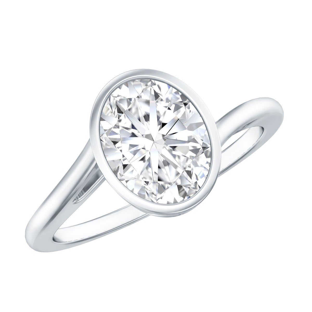 Solitaire 2 Carat Moissanite Bezel Set Engagement Ring with Bypass Shank