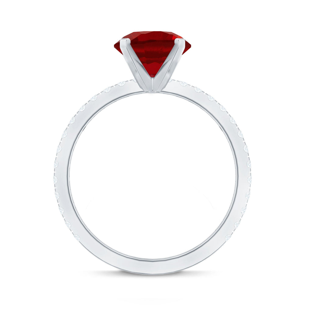 Peg Head Set Lab Grown Ruby Solitaire Engagement Ring