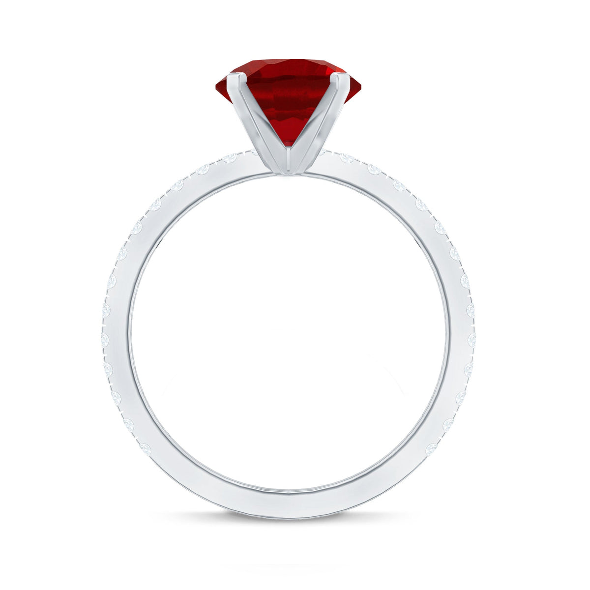 Peg Head Set Lab Grown Ruby Solitaire Engagement Ring