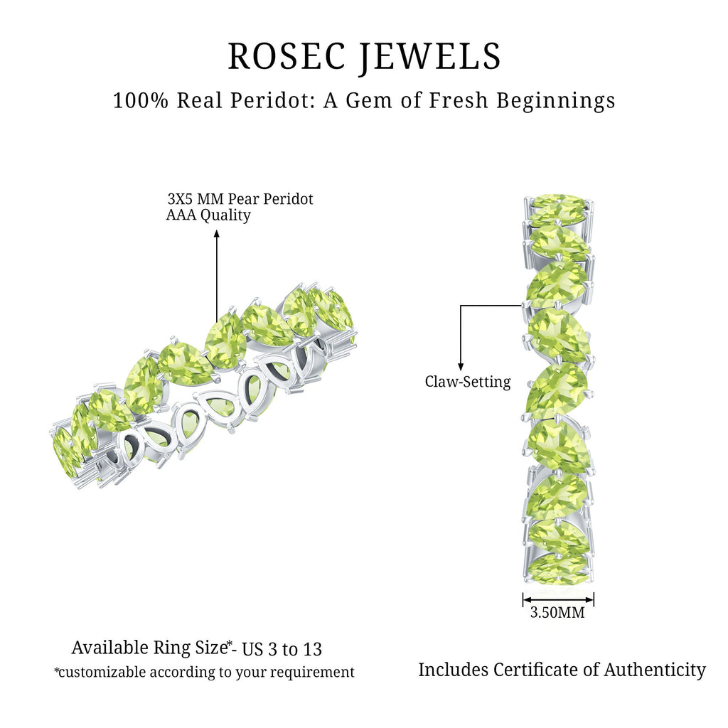Natural Pear Shape Peridot Eternity Ring for Women