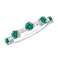 Certified Lab Grown Emerald Half Eternity Anniversary Ring with Diamond