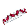 Baguette Shape Lab Grown Ruby Half Eternity Band with Diamond