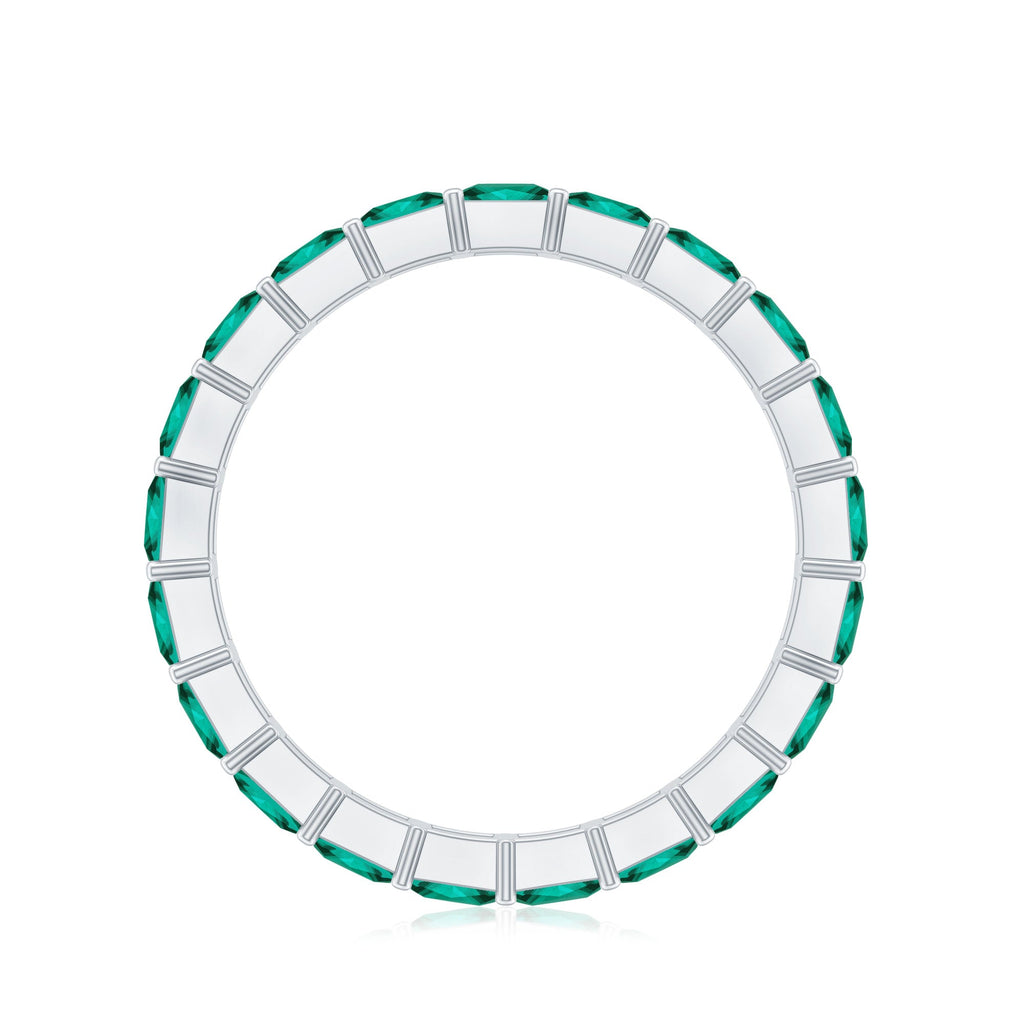 Certified Princess Cut Lab Grown Emerald Wedding Band