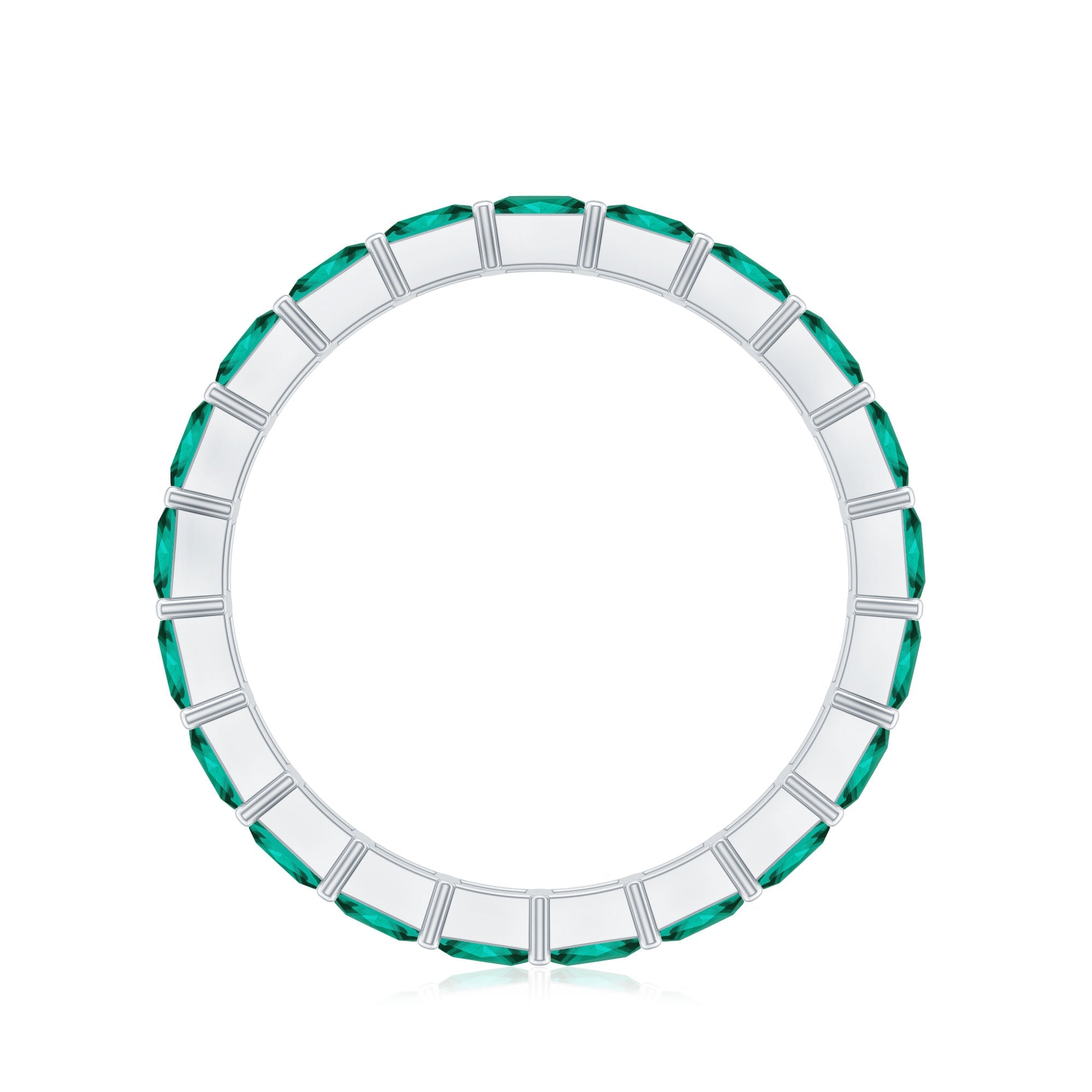 Certified Princess Cut Lab Grown Emerald Wedding Band
