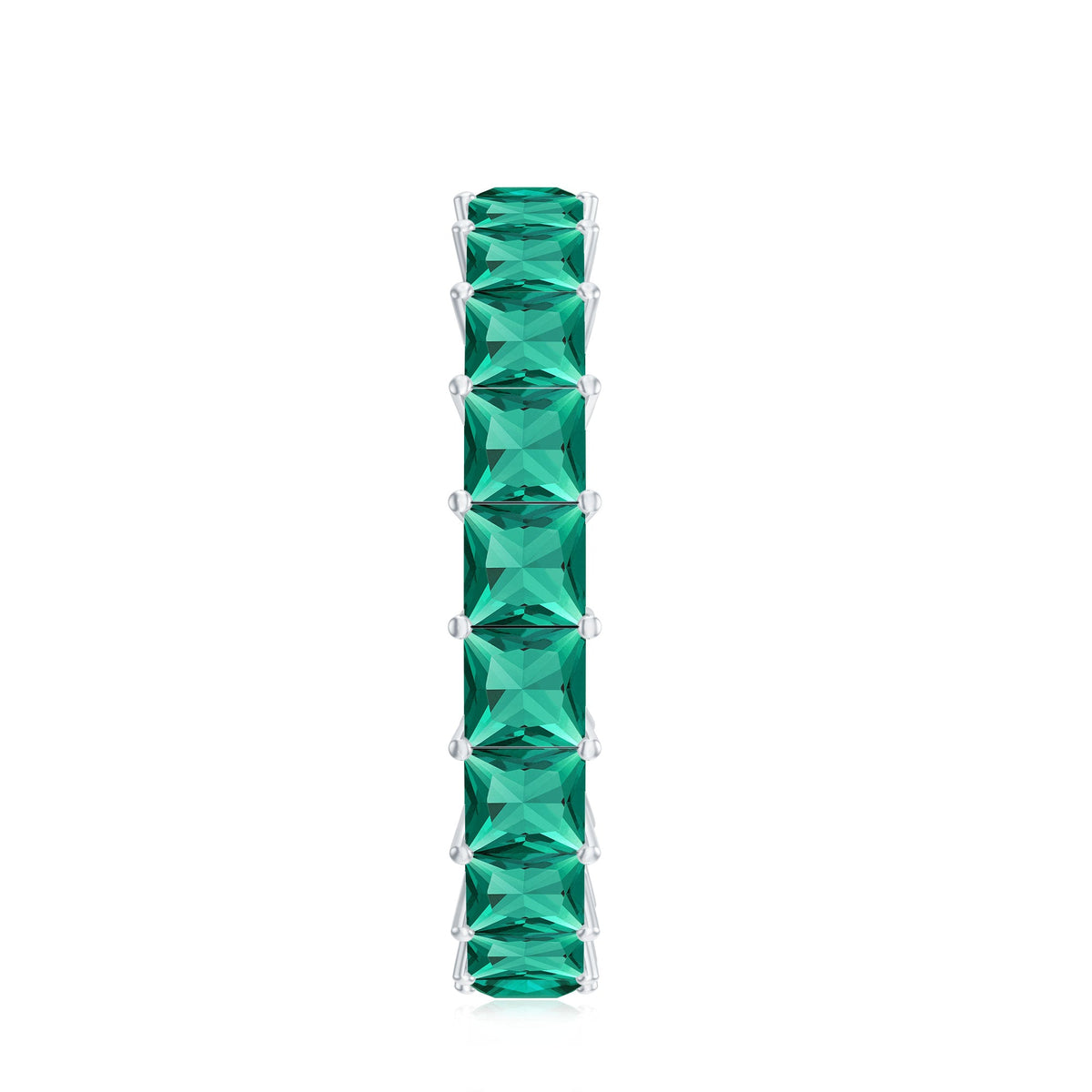 Certified Princess Cut Lab Grown Emerald Wedding Band