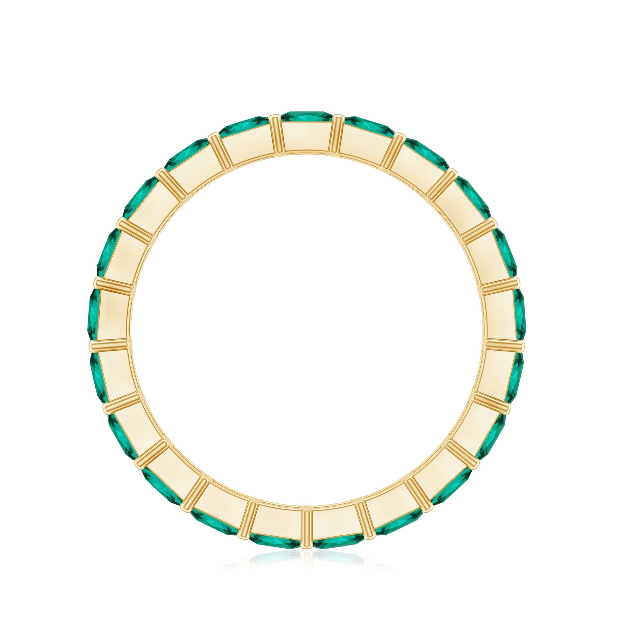 Certified Princess Cut Lab Grown Emerald Wedding Band