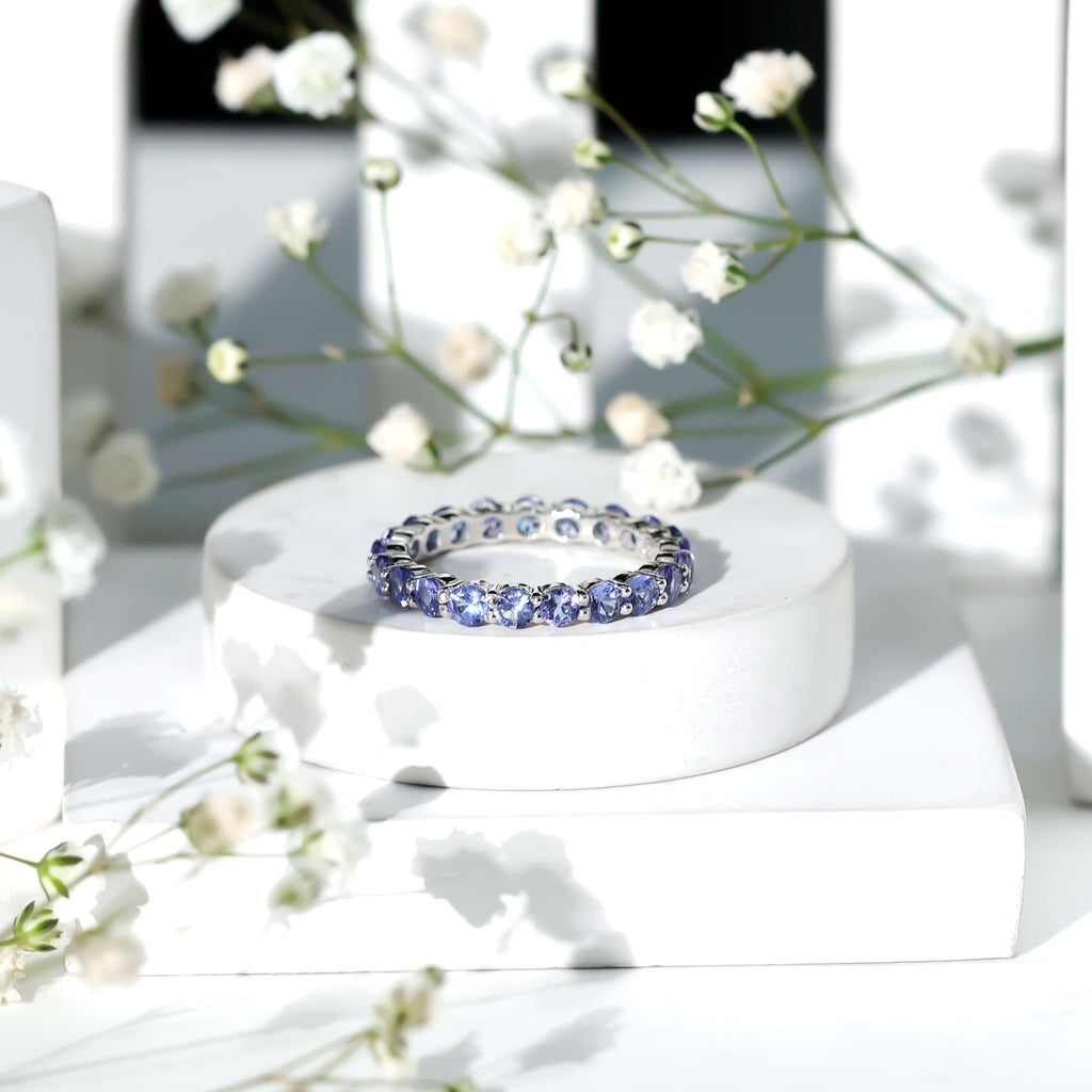 Real Tanzanite Full Eternity Ring for Women