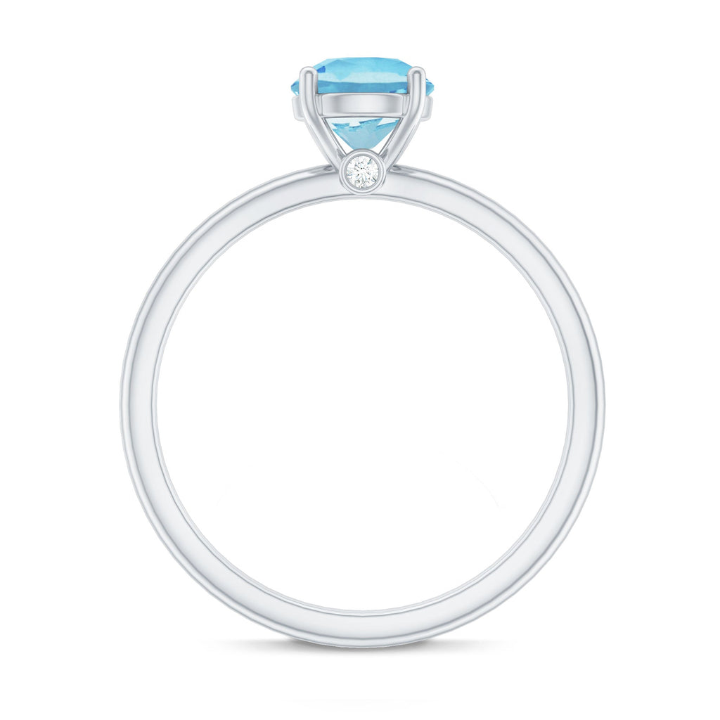 Natural Aquamarine Promise Ring with Surprise Diamond