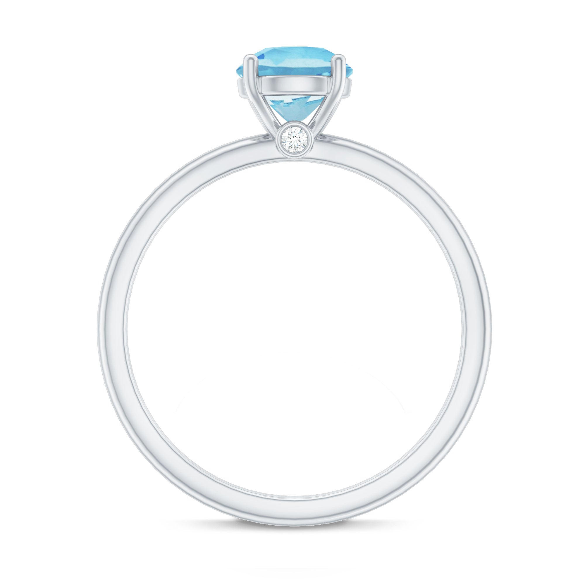 Natural Aquamarine Promise Ring with Surprise Diamond