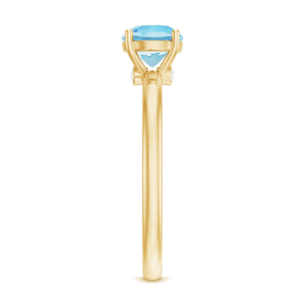 Natural Aquamarine Promise Ring with Surprise Diamond