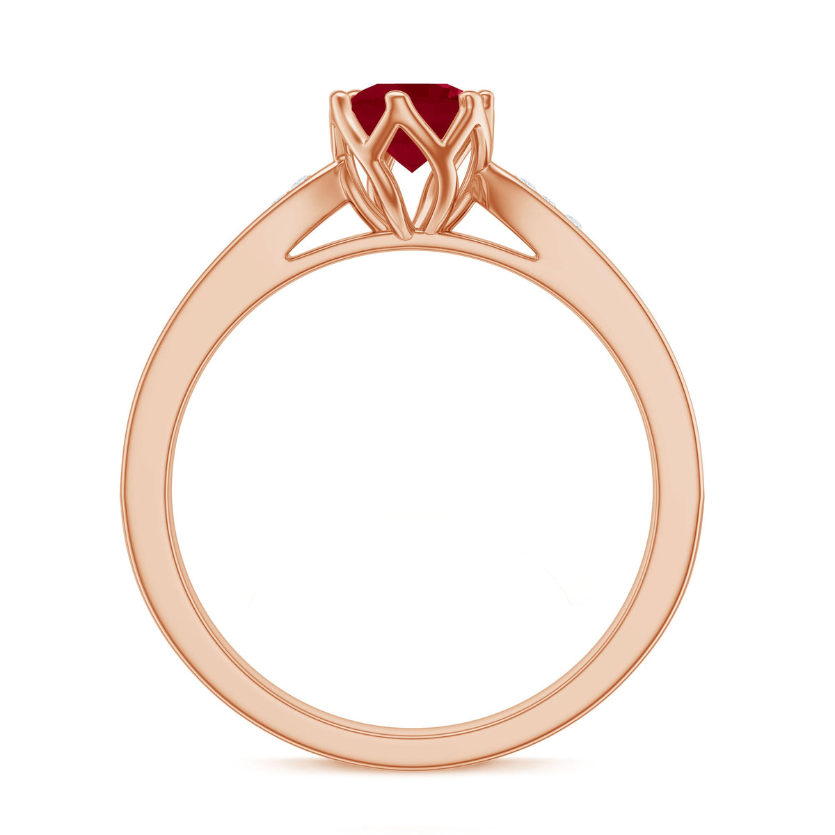 Real 0.6 Carat Ruby Engagement Ring with Diamond for Women