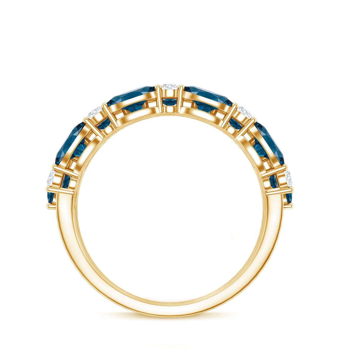 Natural London Blue Topaz and Diamond Statement Ring