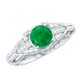 Natural Emerald Diamond Retro Engagement Ring