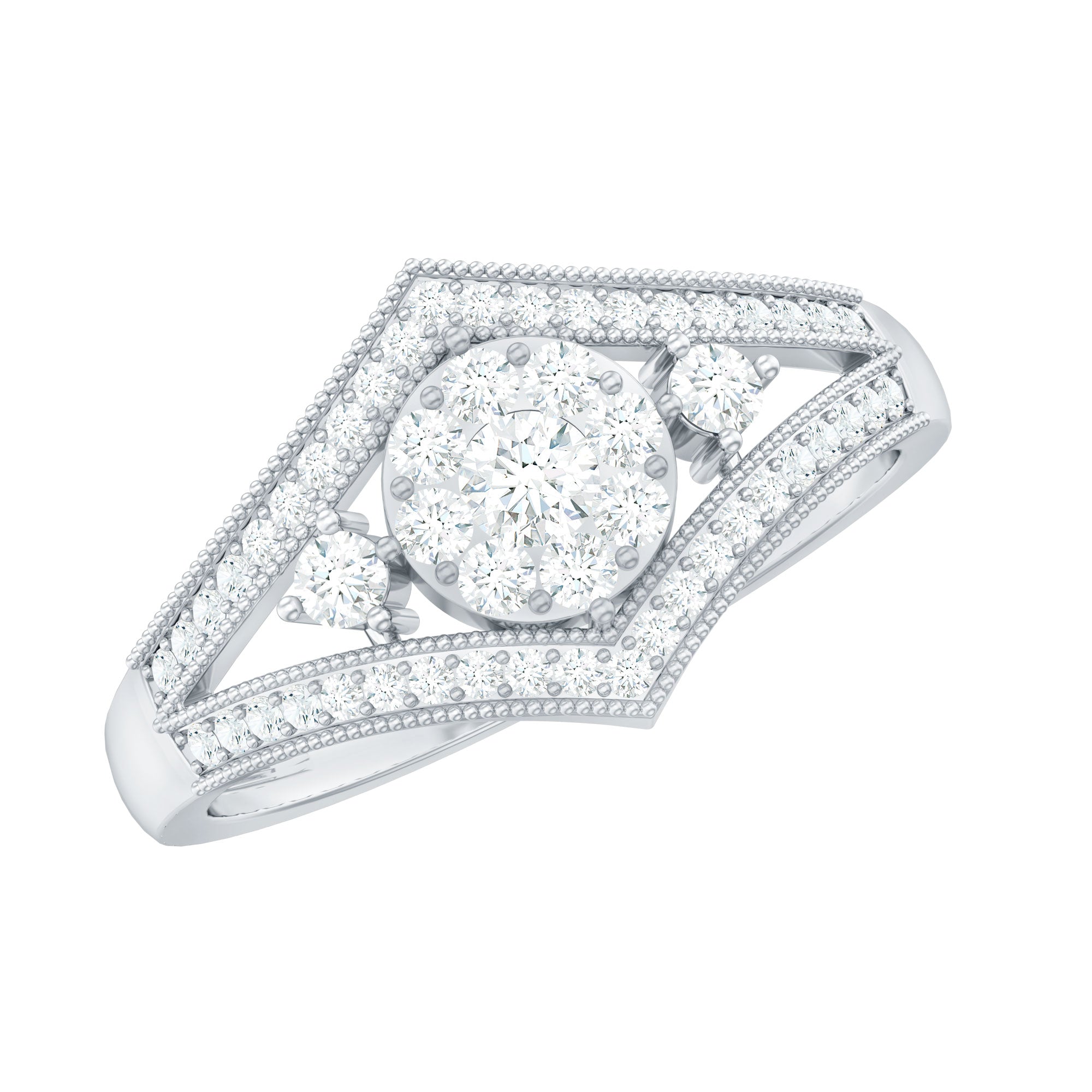 Round Diamond Vintage Ring in illusion Setting
