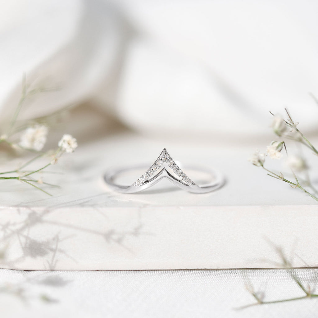 Certified Moissanite Chevron Enhancer Ring