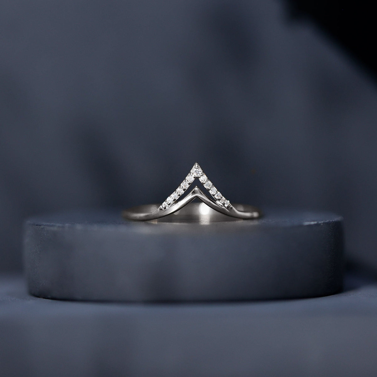 Certified Moissanite Chevron Enhancer Ring