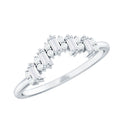 Baguette and Round Cut Moissanite Chevron Stackable Ring