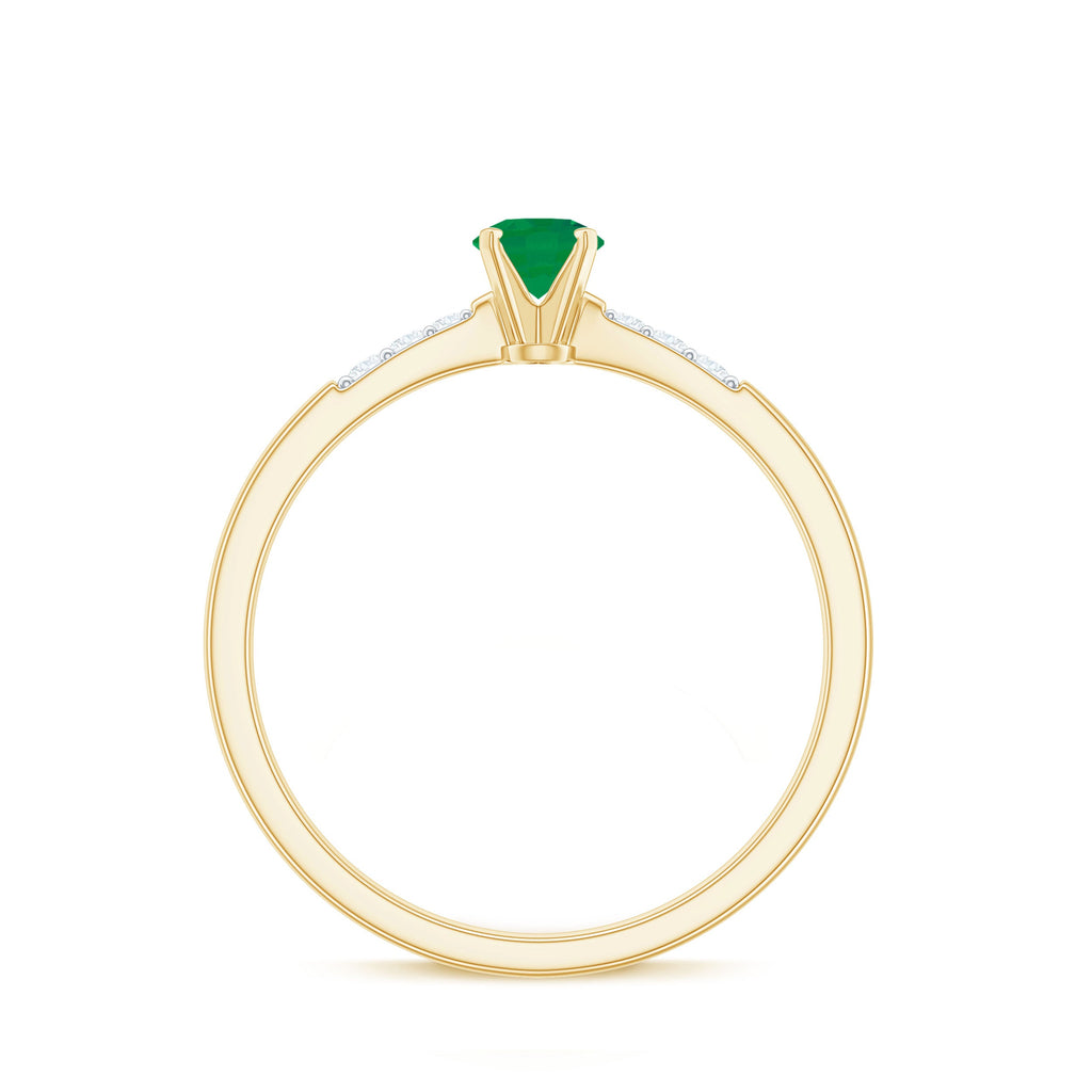 Natural Half Carat Emerald Promise Ring with Diamond