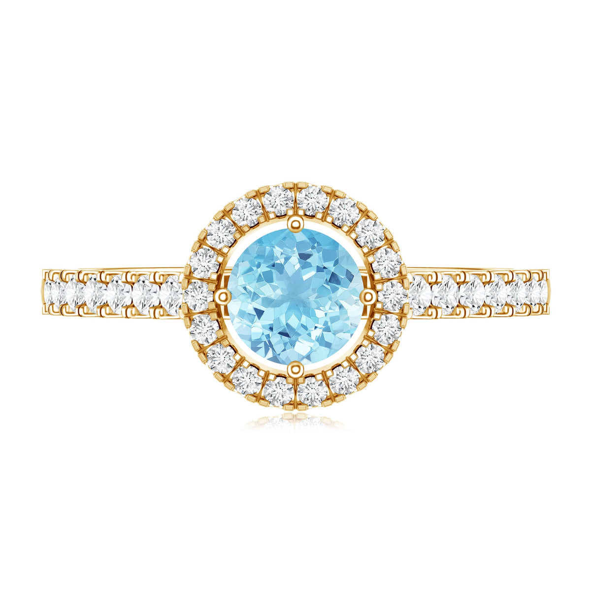 Certified Natural Aquamarine Engagement Ring with Diamond Halo