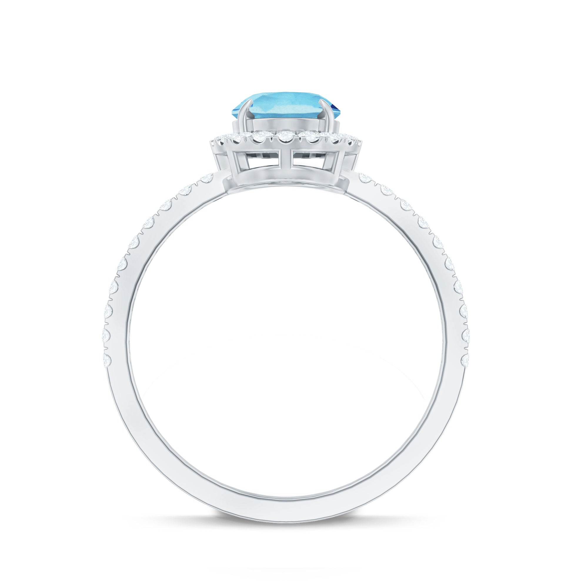 Classic Aquamarine Oval Engagement Ring with Diamond Halo