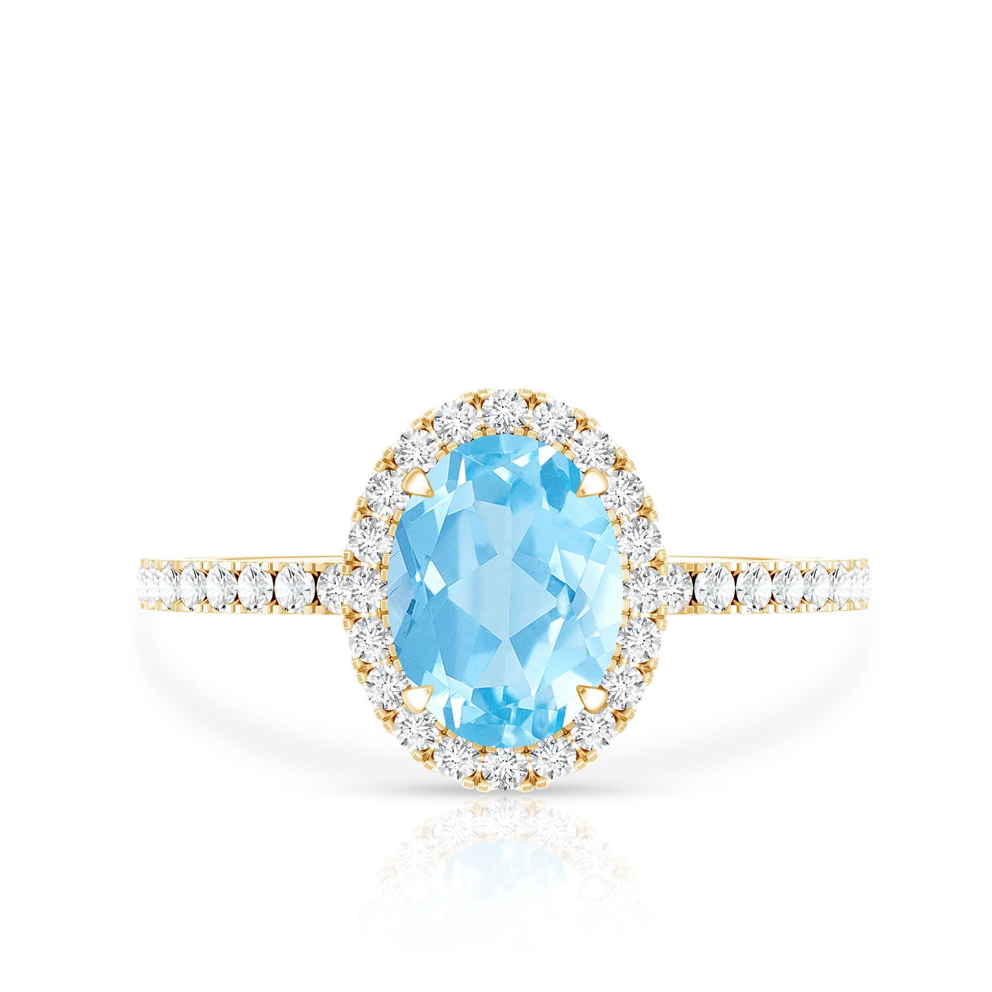 Classic Aquamarine Oval Engagement Ring with Diamond Halo
