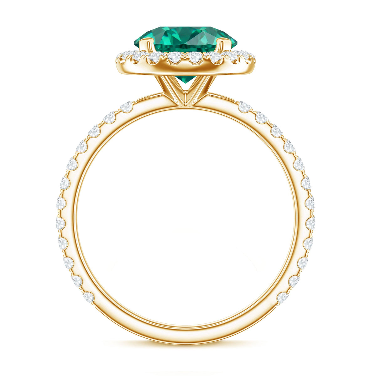 Certified 2 Carat Lab Grown Emerald Classic Engagement Ring with Halo