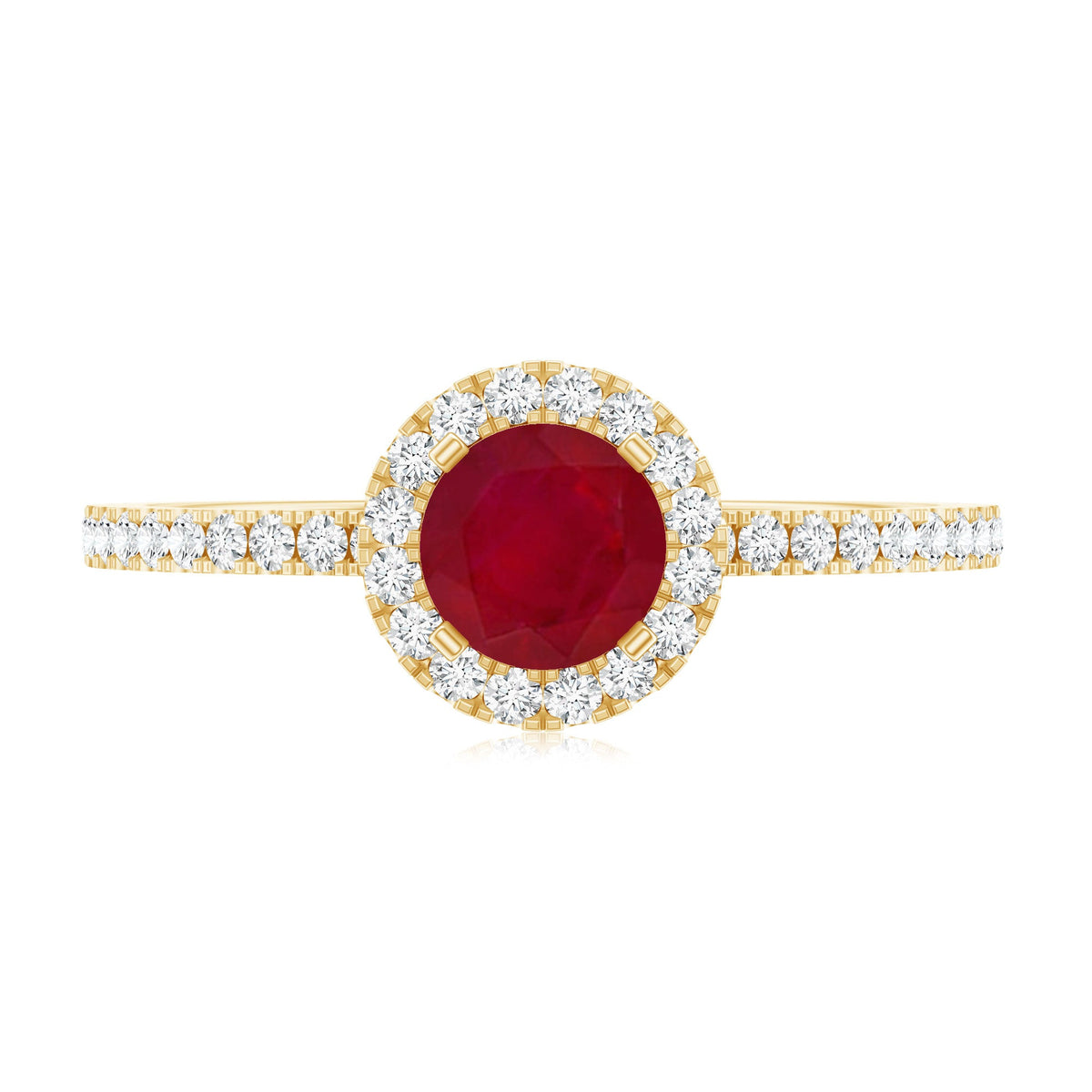 Minimal 0.6 Carat Ruby Engagement Ring with Diamond Halo