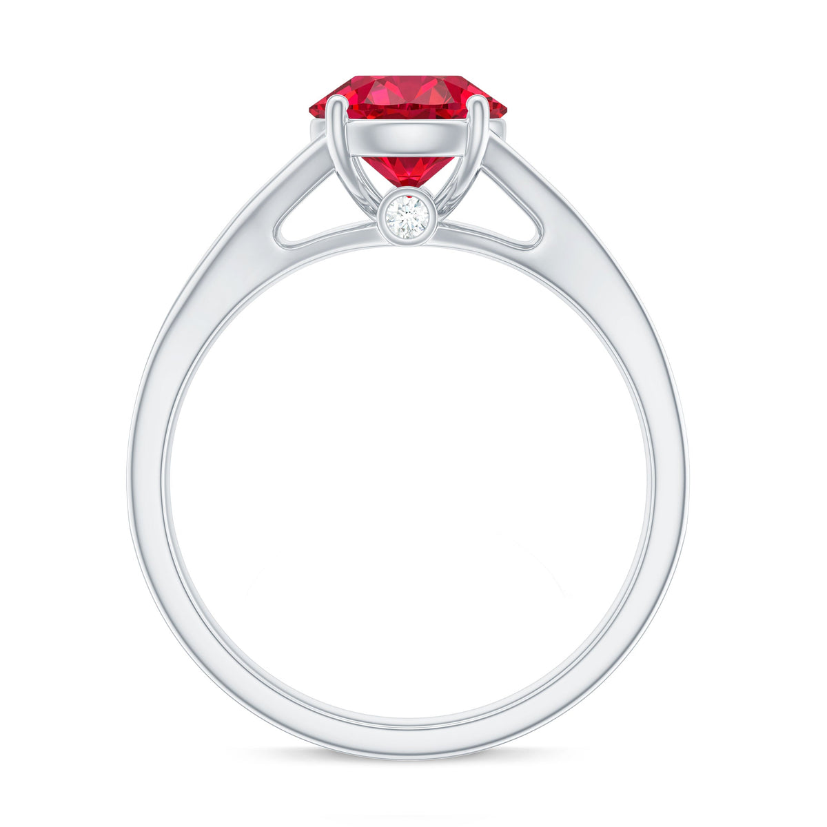 Lab Created Ruby and Diamond Engagement Ring in Split Shank