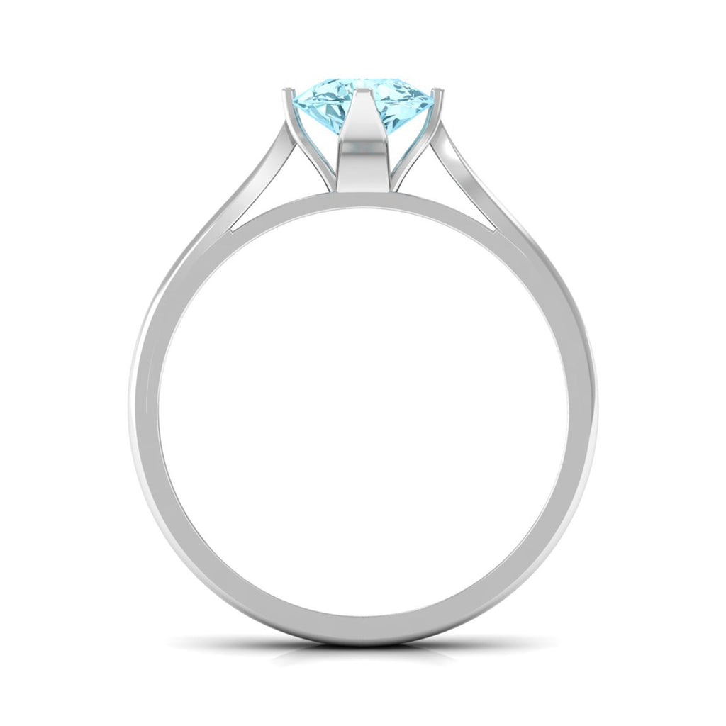 Teardrop Solitaire Ring with Aquamarine