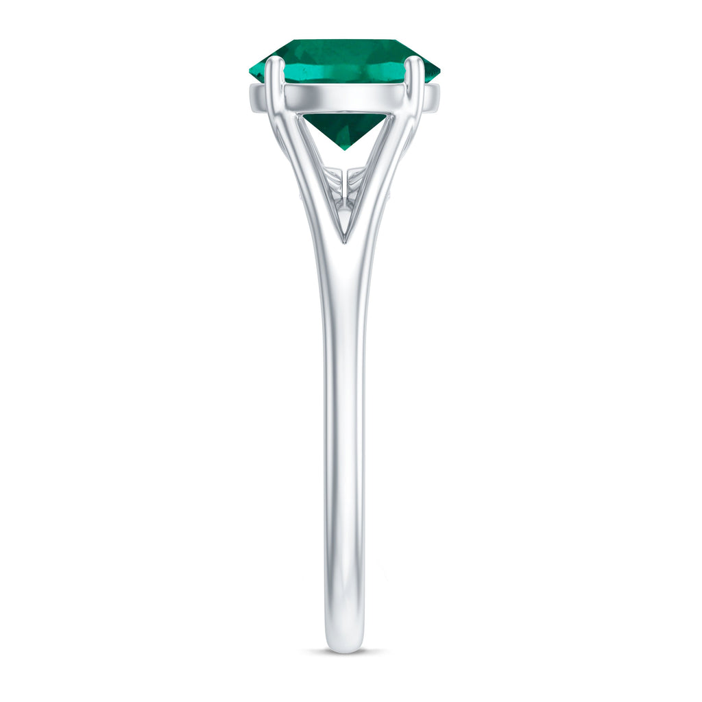 Certified 2 Carat Lab Grown Emerald Engagement Ring with Diamond