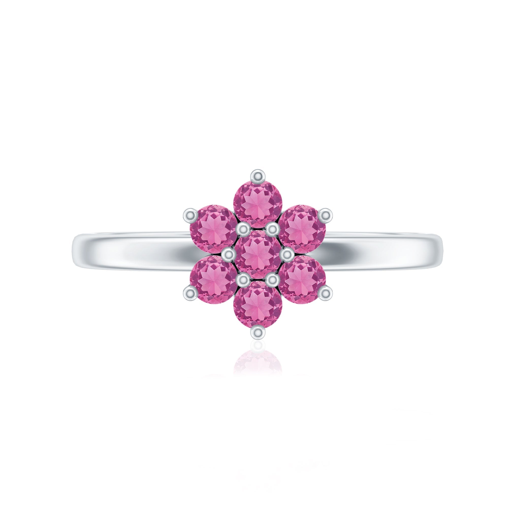 Real Pink Tourmaline Flower Cluster Ring