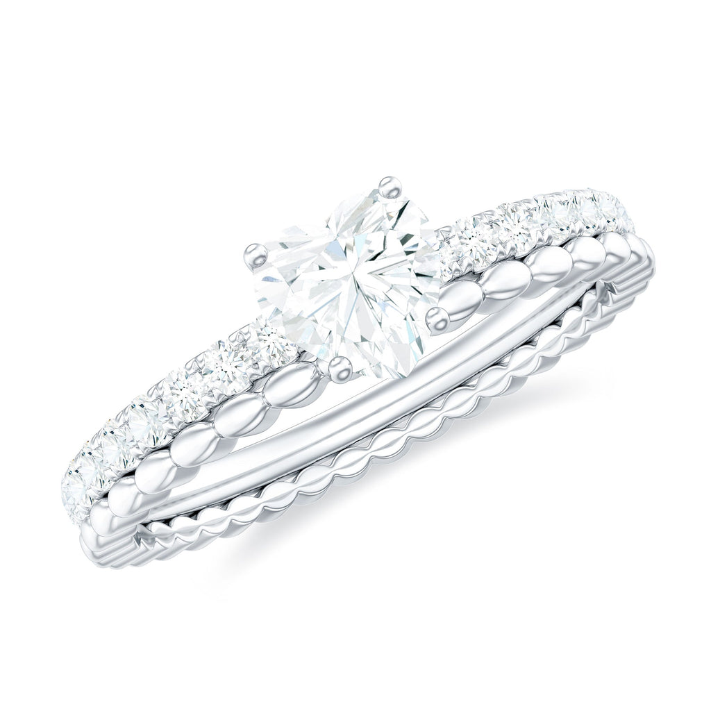 Heart Shape Moissanite Designer Engagement Ring for Women