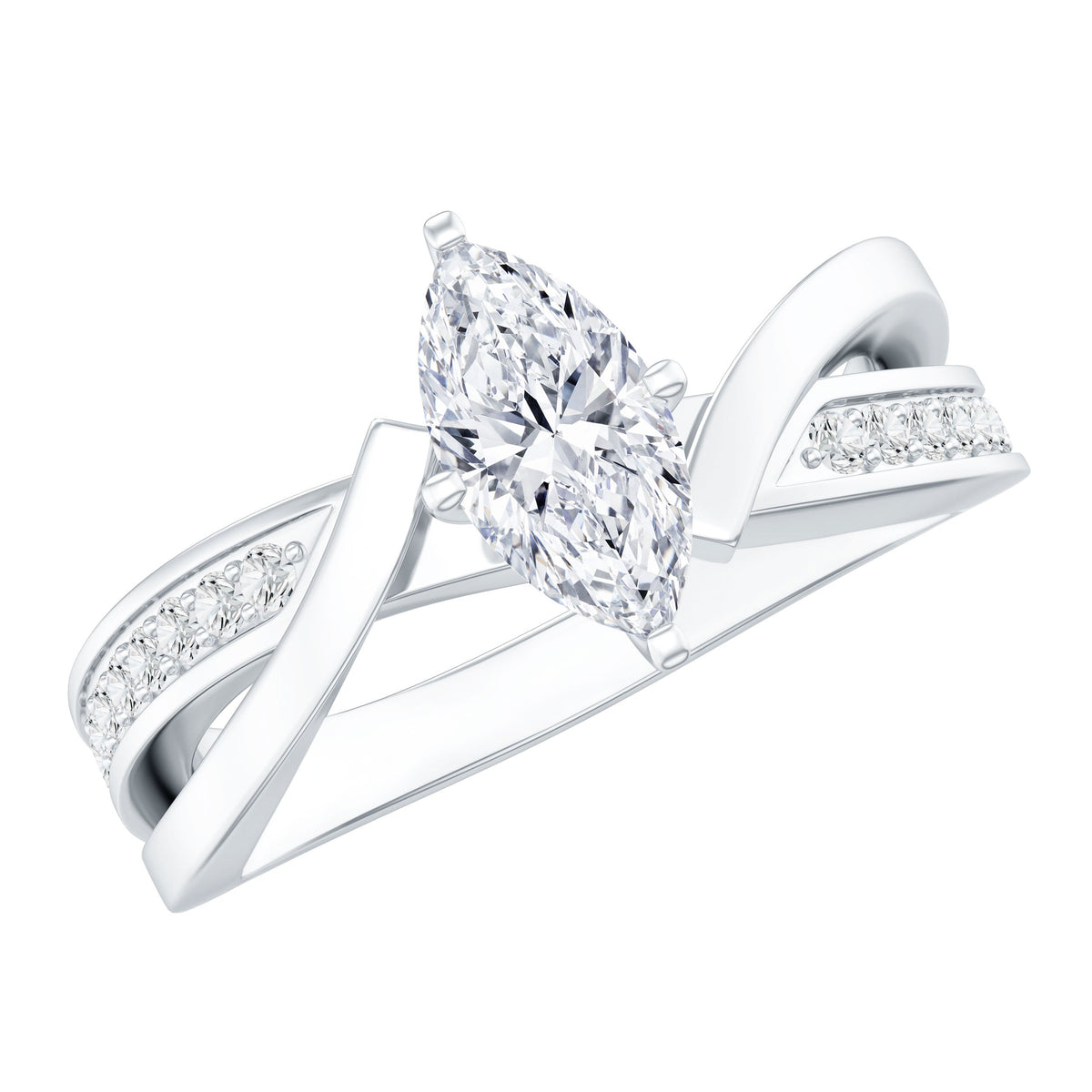 Certified Moissanite Marquise Cut Engagement Ring For Women