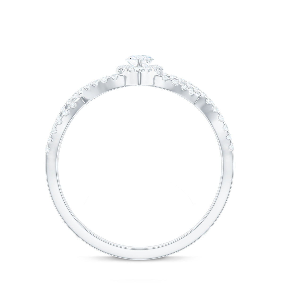 Womens Moissanite Marquise Cut Engagement Ring with Crossover Shank