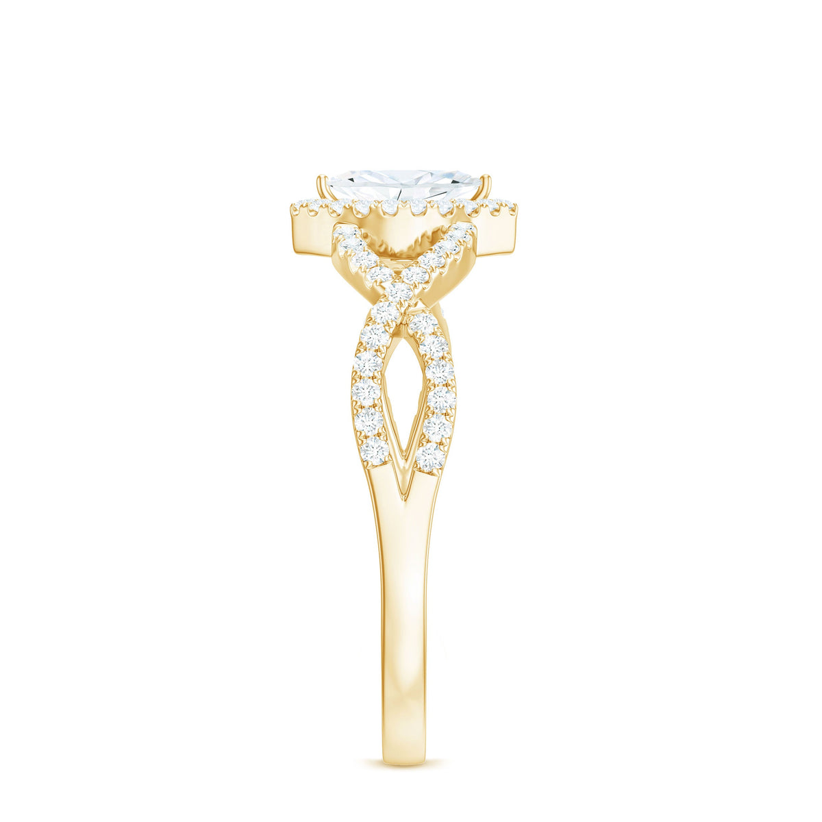 Womens Moissanite Marquise Cut Engagement Ring with Crossover Shank