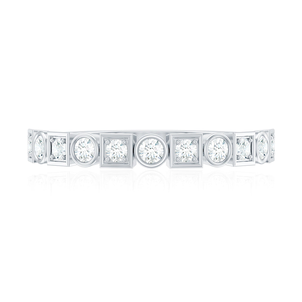 Certified Moissanite Geometric Wedding Band