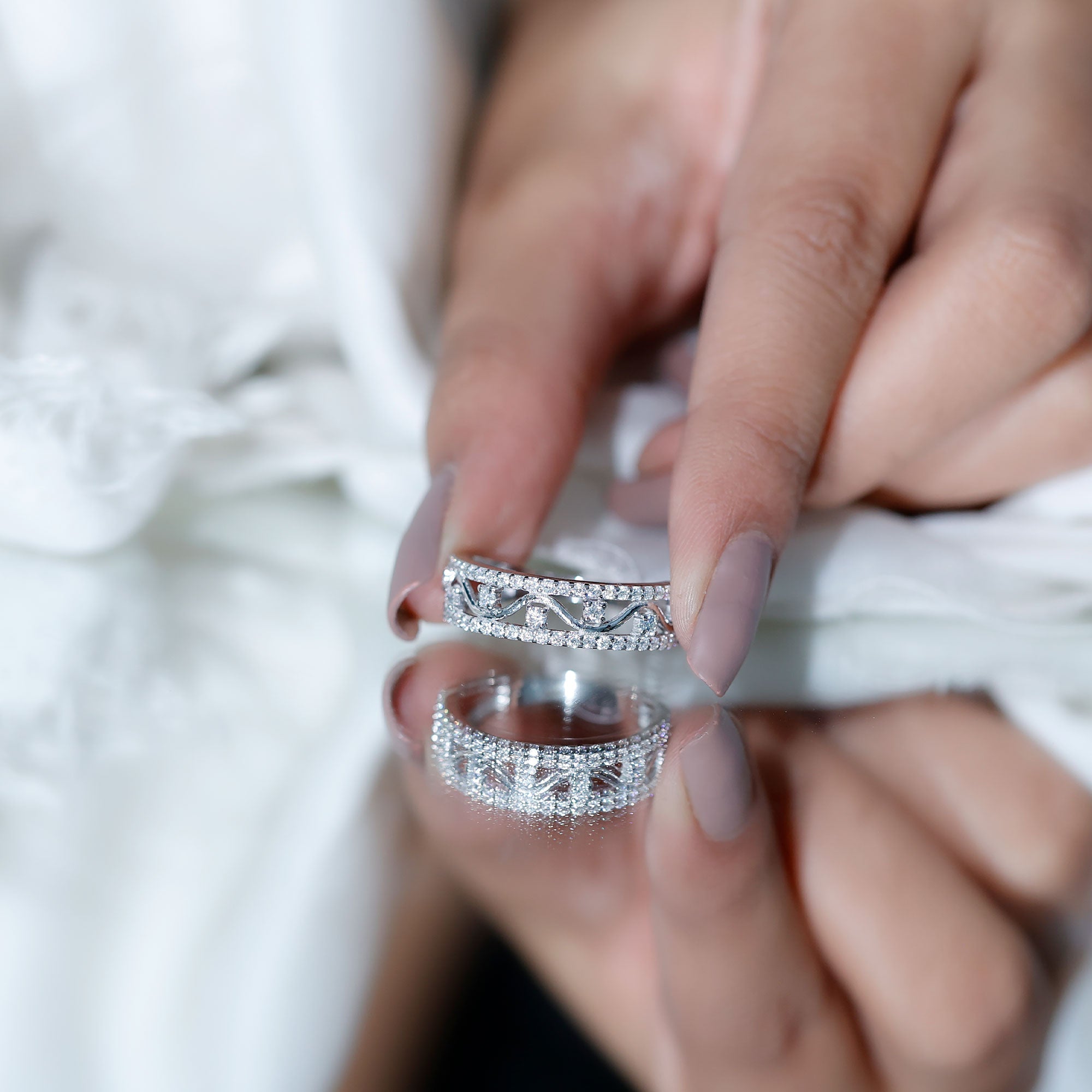 Certified Moissanite Wedding Anniversary Band for Her