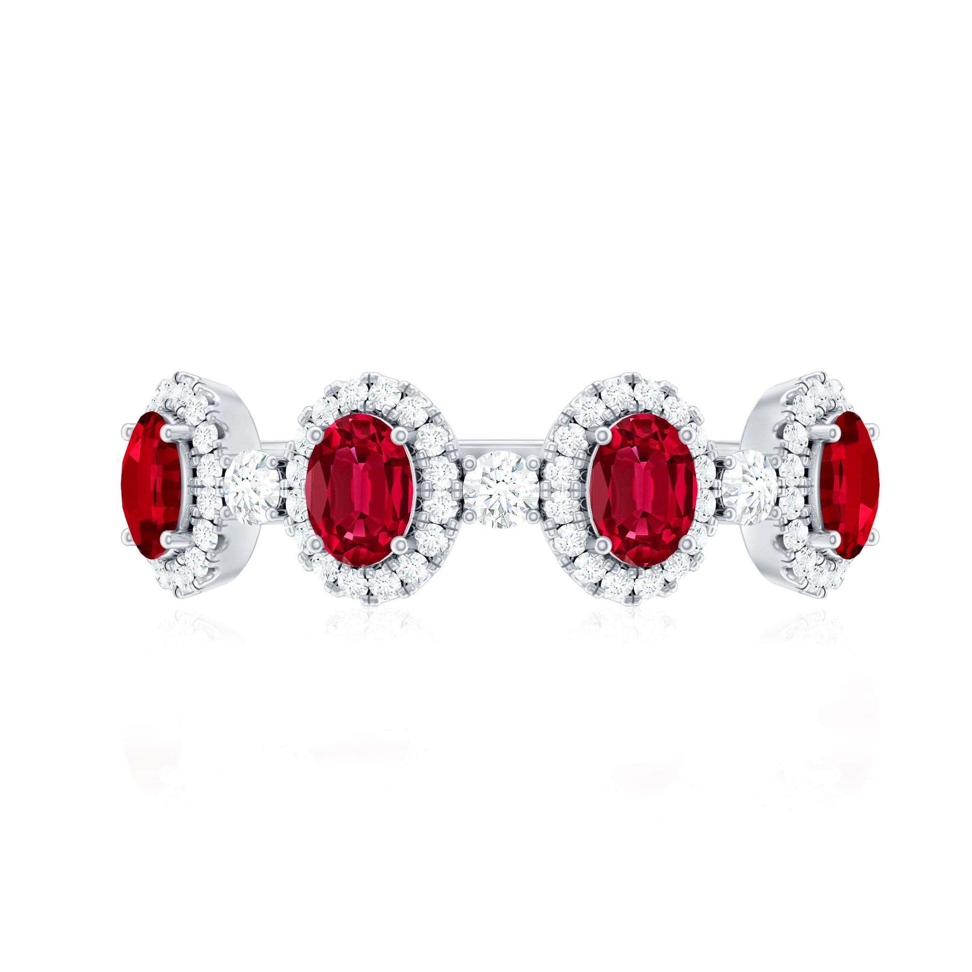 Lab Created Ruby and Diamond Wedding Band